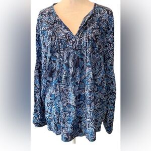 Stella Parker Floral Blue Glow Blouse S